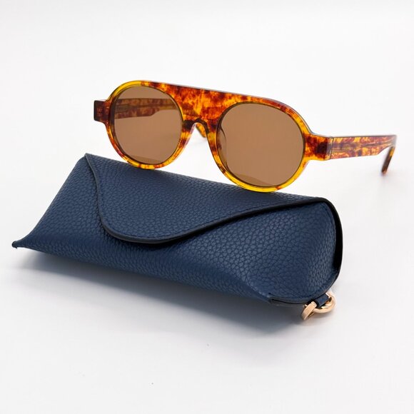 NEW LOEWE LW40020F 54E UNISEX HAVANA ROUND SUNGLASSES LOEWE